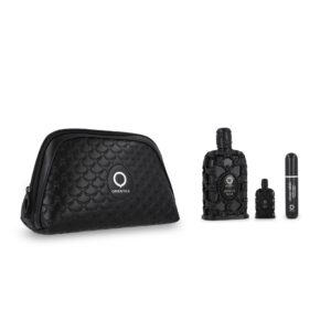 SET ORIENTICA AMBER NOIR 4PZS 80ML EDP SPRAY/ PERFUMERO RELLENABLE/ BOLSO DE MANO/ 7.5ML EDP